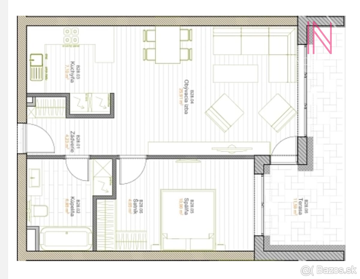 Na predaj štýlový kompletne zariadený 2 izbový byt s terasou - 15