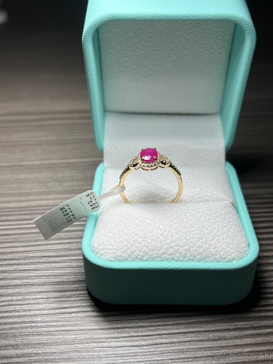 💍 Luxusný prsteň s prírodným rubínom a diamantmi - 15
