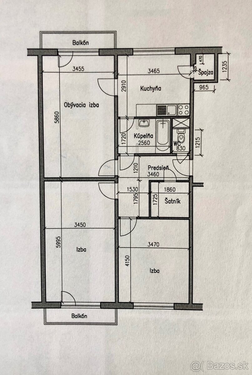 Veľký 3 izbový byt s dvoma balkónmi na Nábrežnej, Nové Zámky - 15