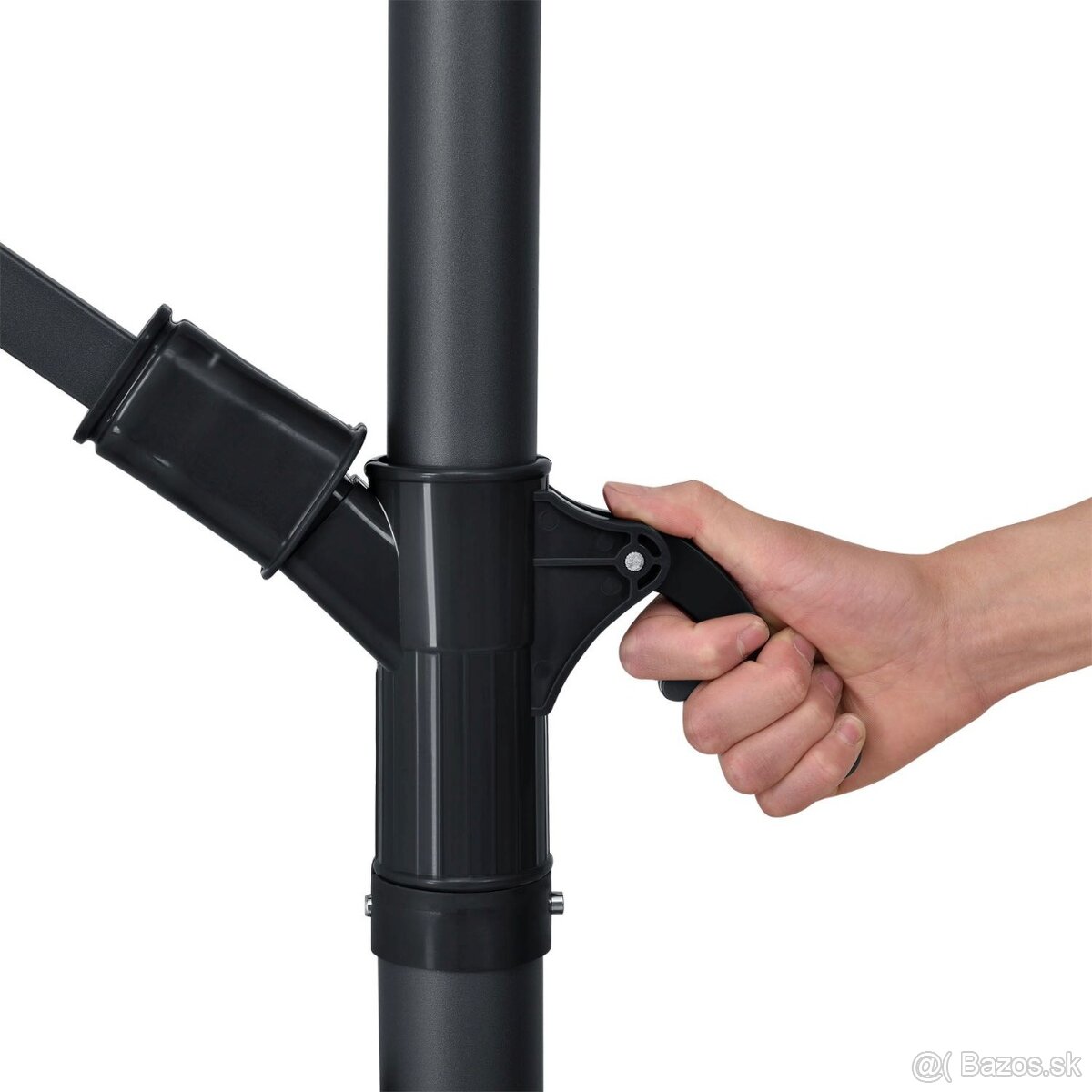 LED slnečník 3 m a 3,5 m šedá a krémová závažia a kryt - 15