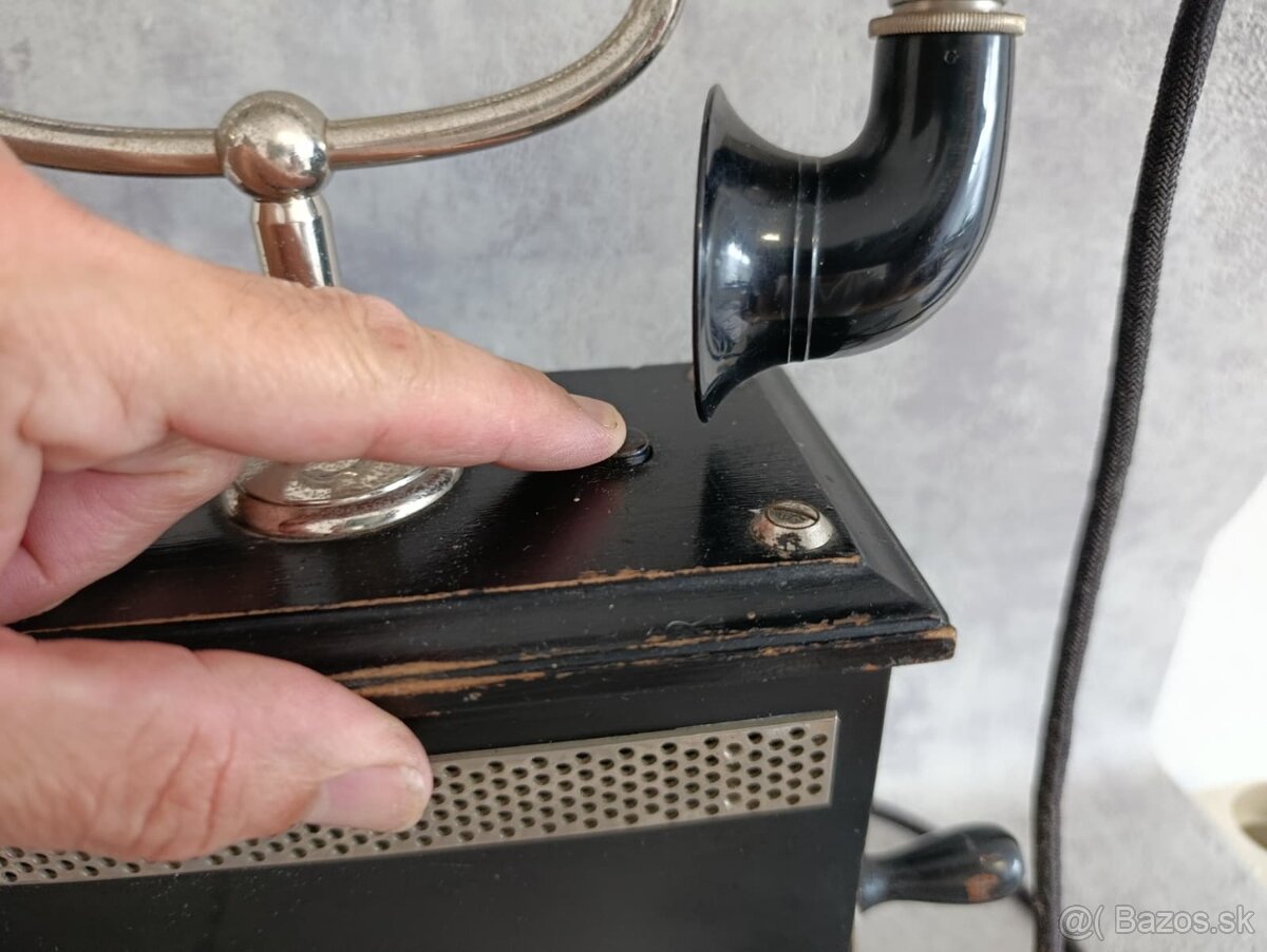 Starožitný švédský dvouklikový telefon z roku 1920-30 - 15