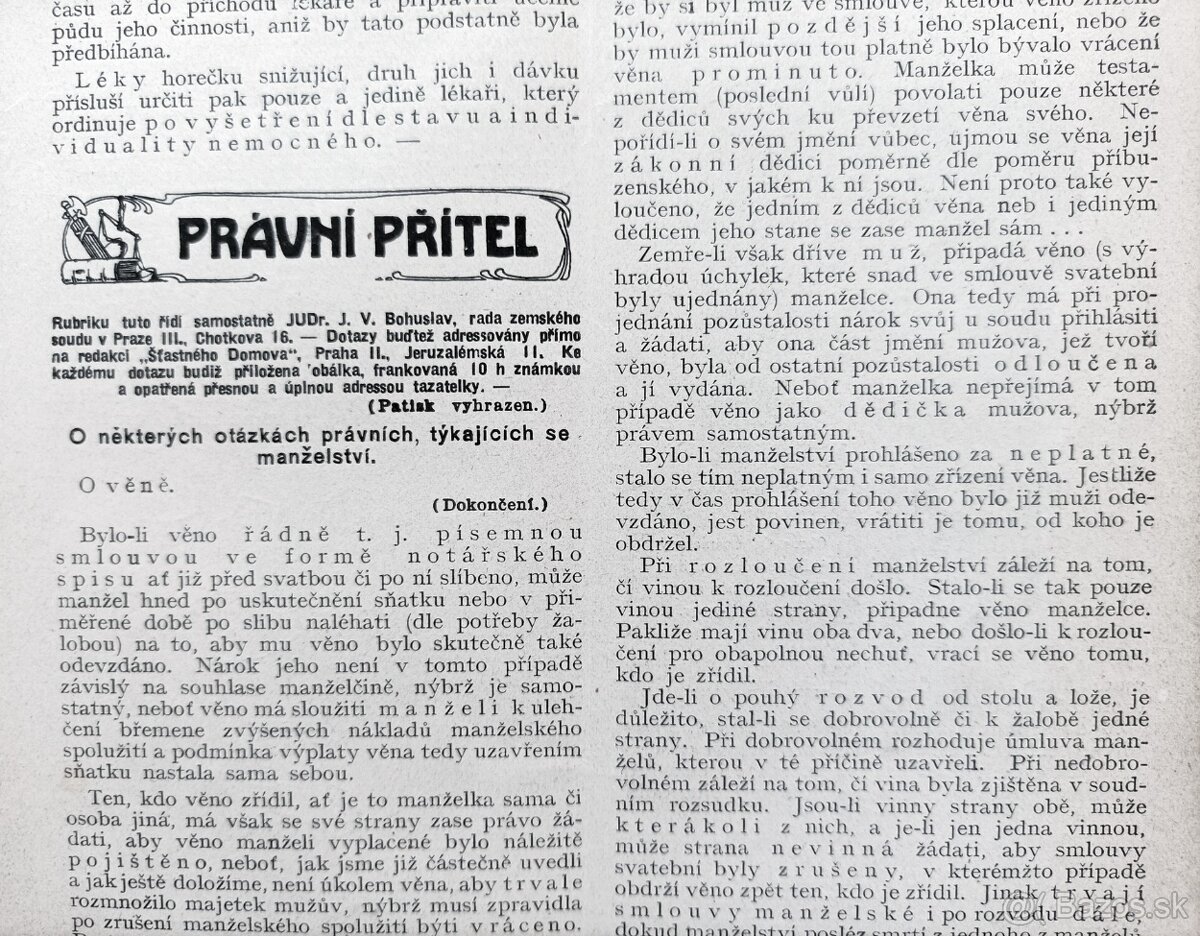 Časopisy ŠŤASTNÝ DOMOV, Rakousko-Uhersko 1911, svázaný - 15