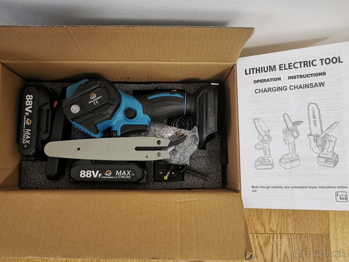 Kvalitná AKU Reťazová Píla + 2 baterky veľkosti 4", 6", 8 - 15