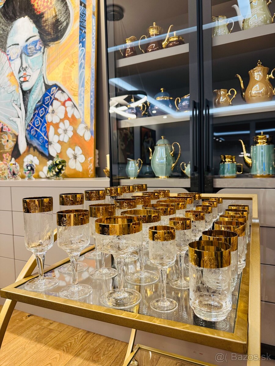 Sada pohárov z krištálového skla LR Czechoslovakia,posielam - 15