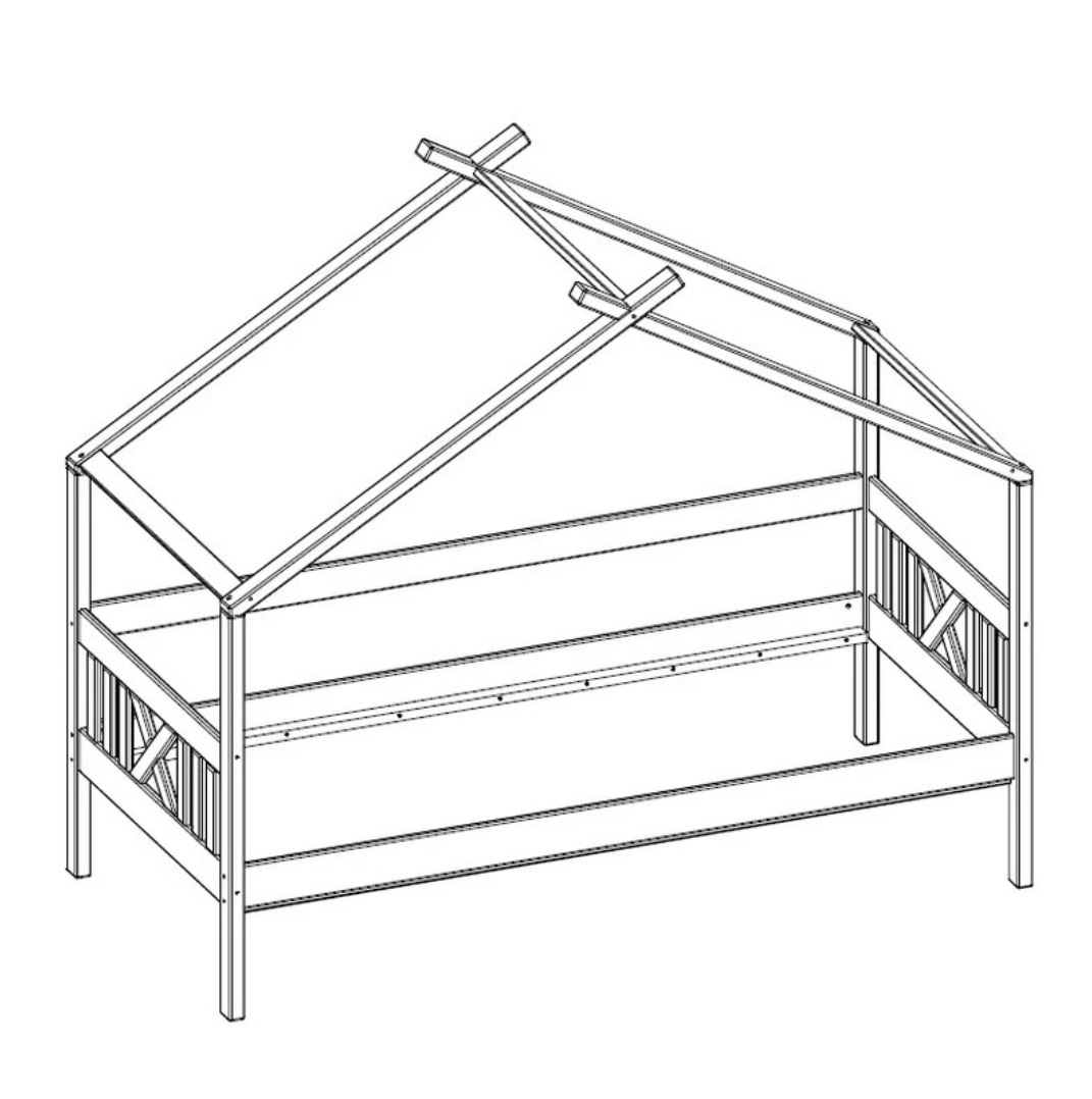Detská domčeková dvoj-posteľ + rošty + matrace - 15