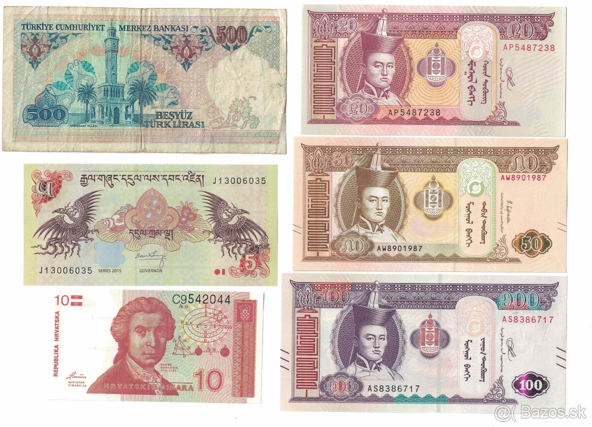 Zbierka bankoviek - rôzne po 2eur + Kubánske mince (doplnené - 15