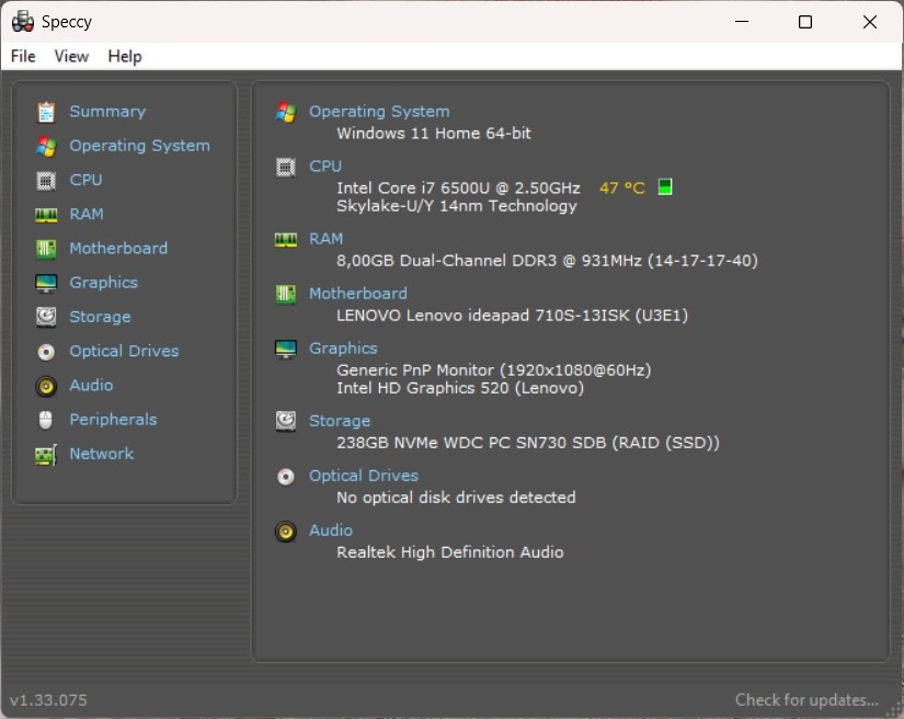 Ideapad 710s-13isk /i7-6500U/8GB RAM/FHD/256GB SSD/Nová bat - 15