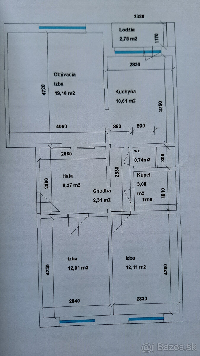 Predaj priestranný 3 izbový byt - 15