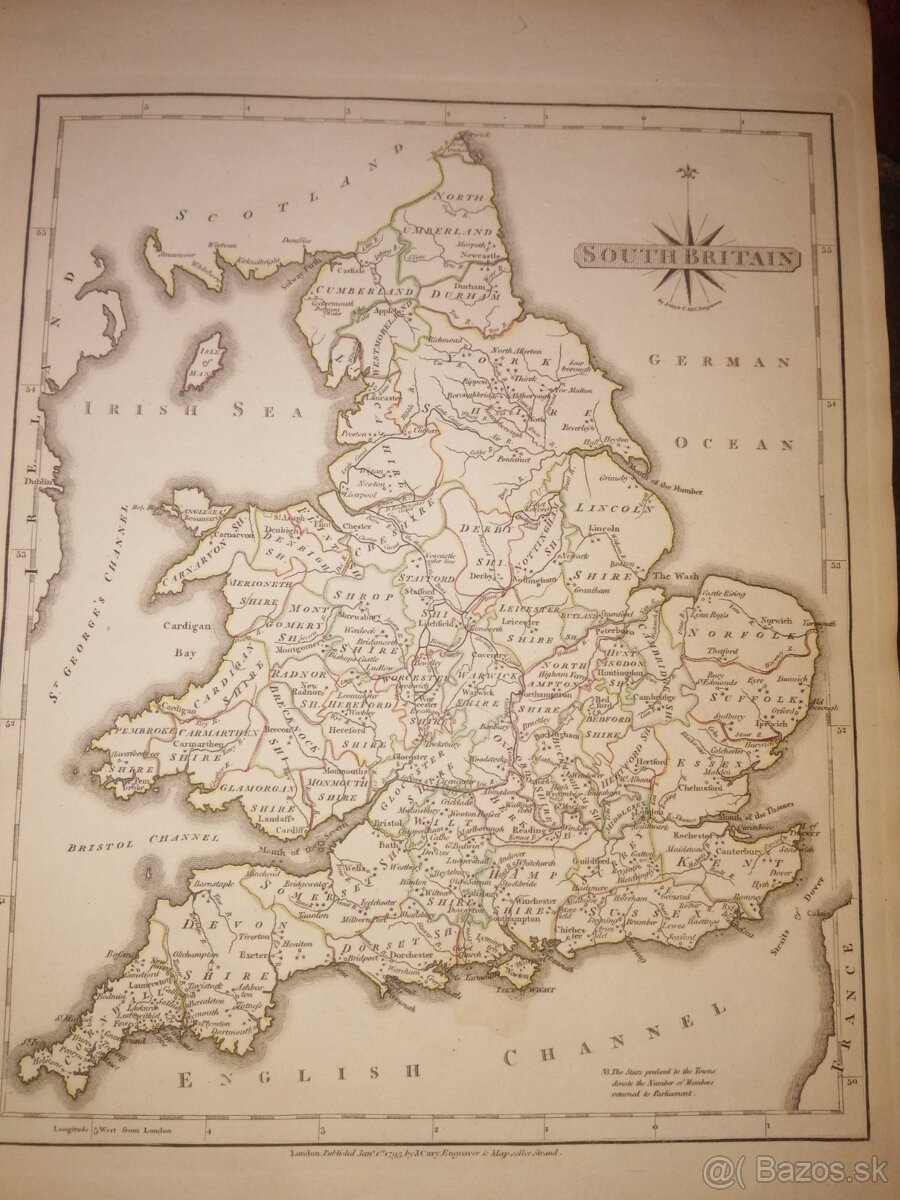 Veľký atlas Anglicko viac ako 50 máp 1793 - 15