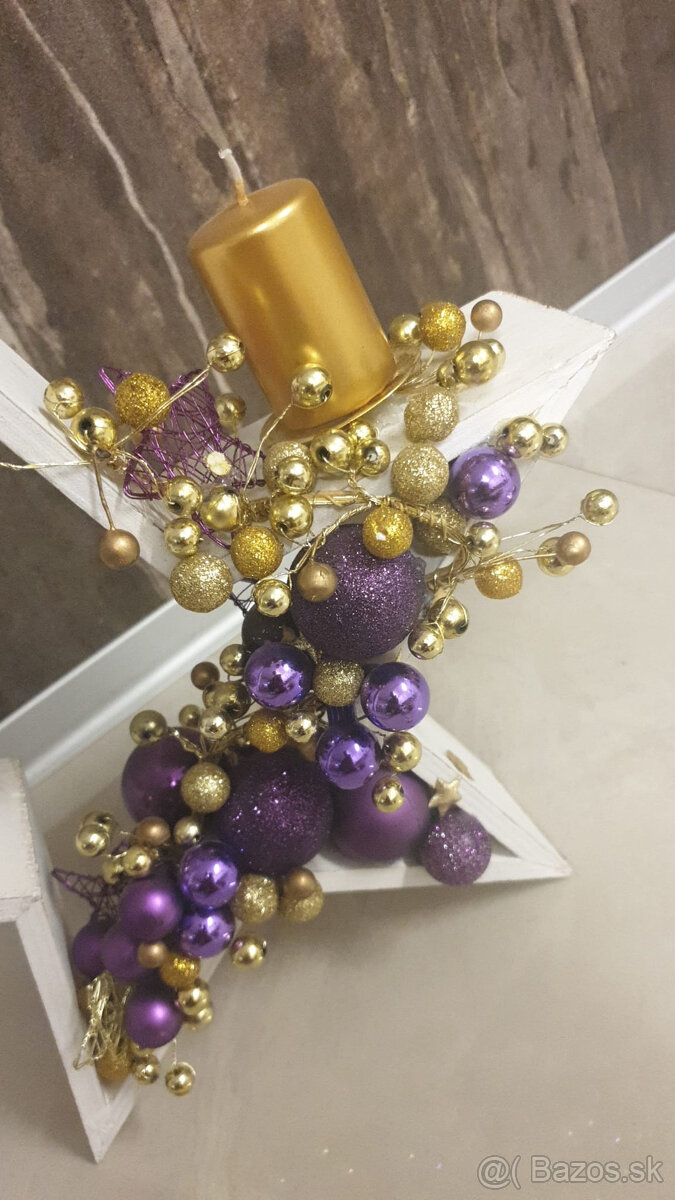 adventný vianočný sviatočný veniec + ozdobné hviezdy z dr - 15