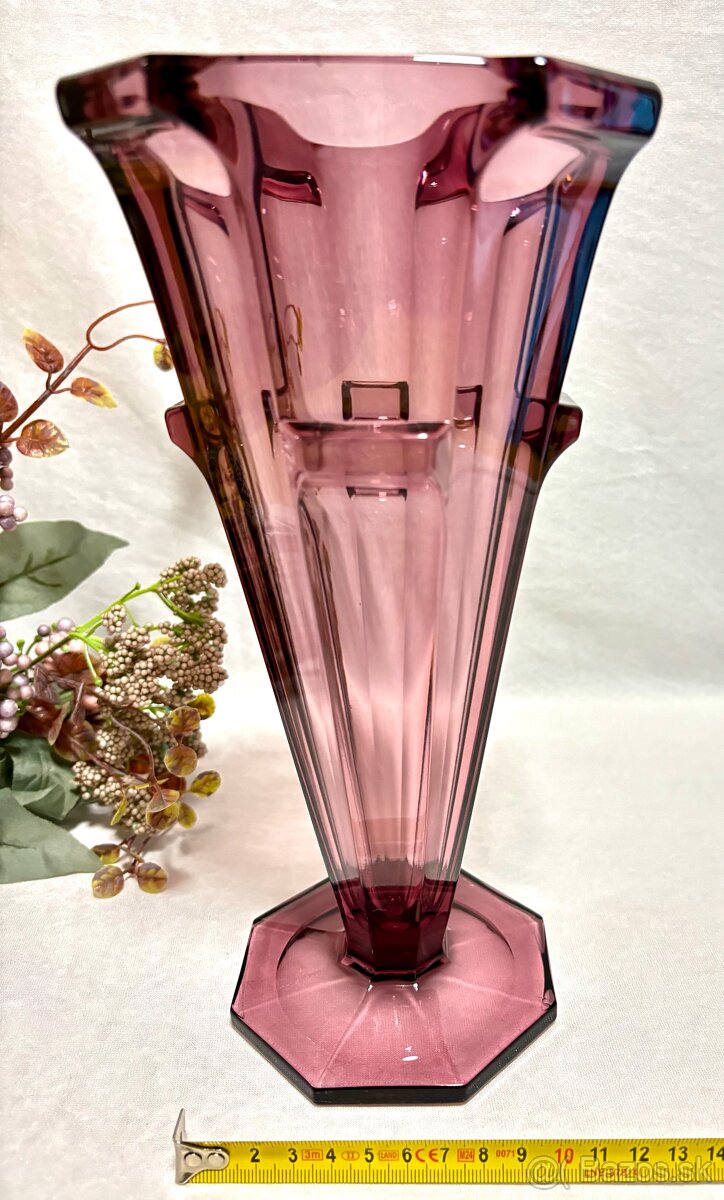 Fialová uranova vaza ART Deco top stav - 15