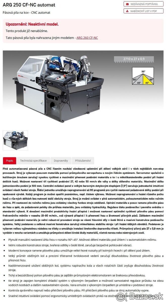 Pásová píla Pilous ARG 250 CF-NC Automat - 15