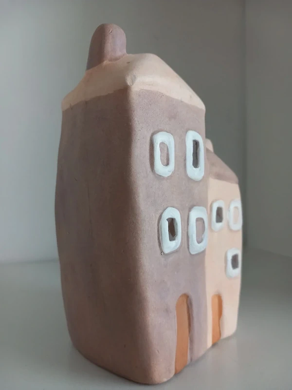 Sada 3ks ručne robené keramické domčeky na sviečku - 15