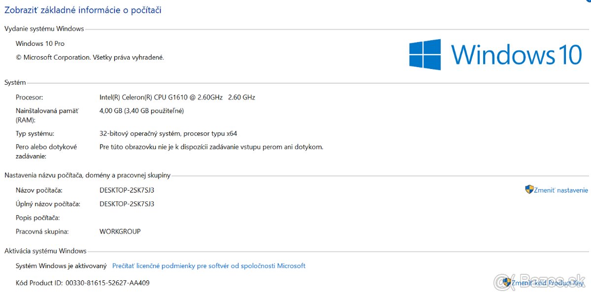 Stolový PC / intel celeron / 4GB Ram / 150GB WD HDD - 15
