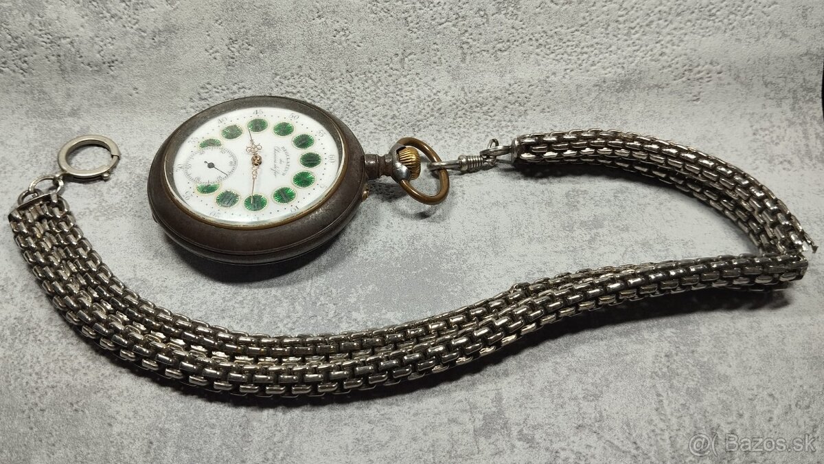 Velké dvouplášťové kapesní hodinky Régulatéur + retez - 15