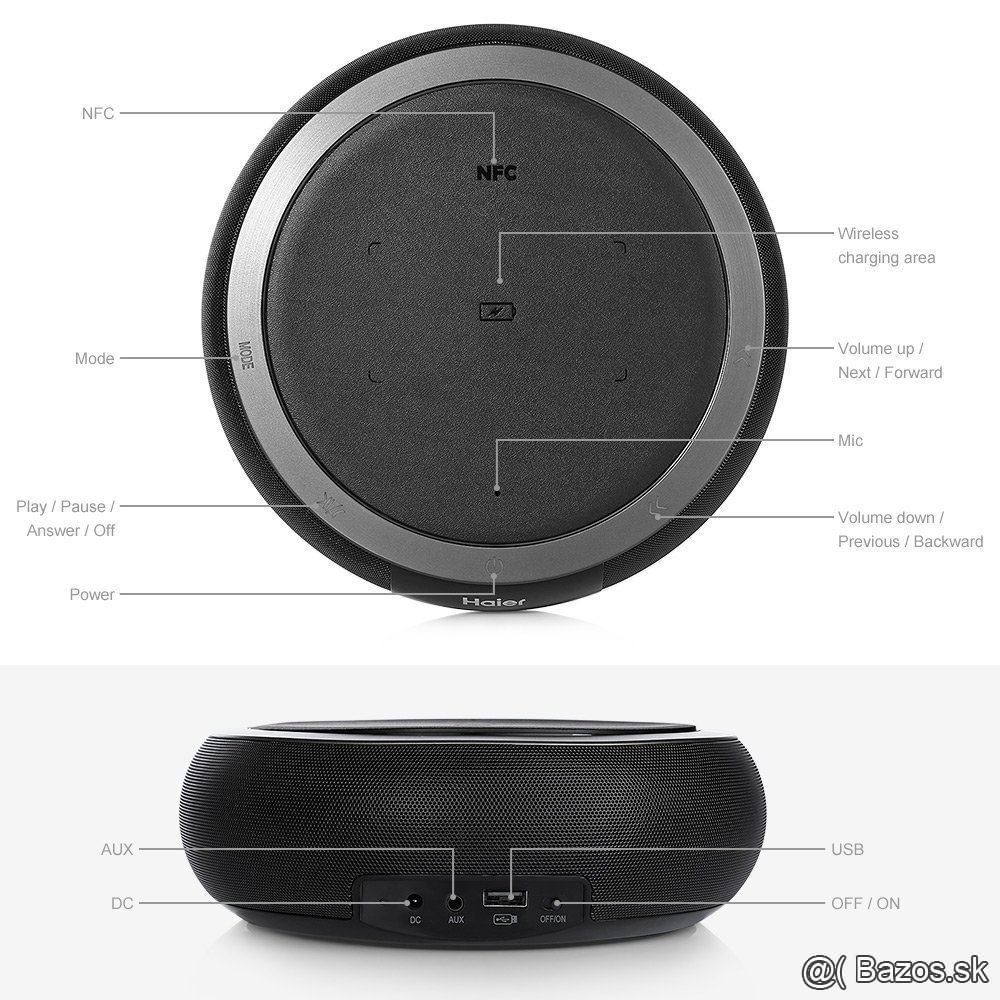 NFC Bluetooth reproduktor+power bank-Bezdrôtová nabíjačka - 15