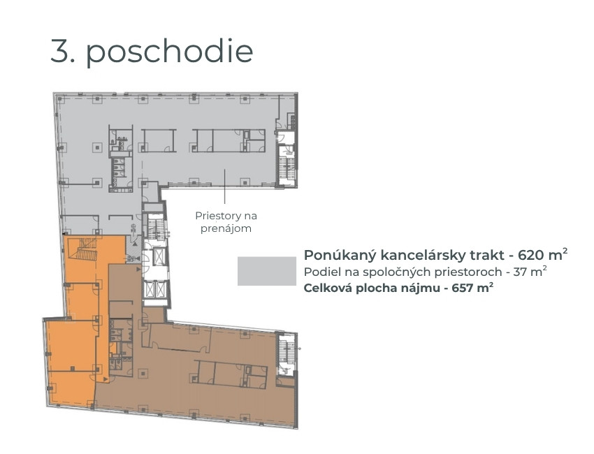 Prenájom samostatného kancelárskeho traktu 620 m² pri nábrež - 15
