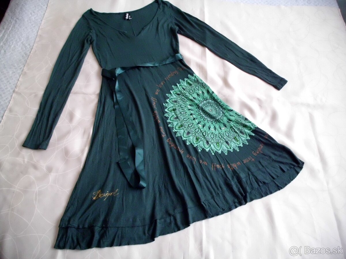 Desigual dámske šaty tmavozelené M - 15