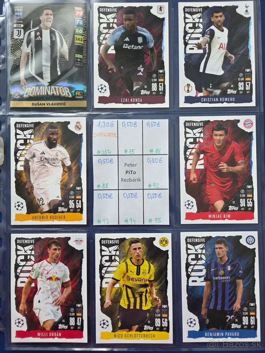 Fotbalove karticky TOPPS, Panini, cast 1/2 - 15