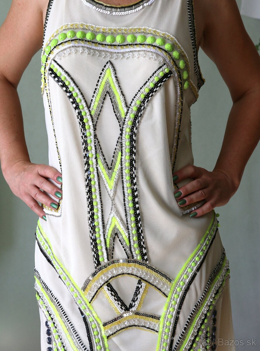 Nové smotanové šaty s korálikmi Miss Selfridge veľ.44 - 15