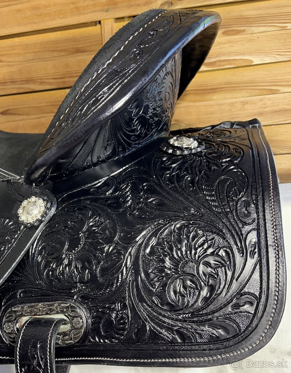 Westernový sedlový komplet 15) černé Floral - 15