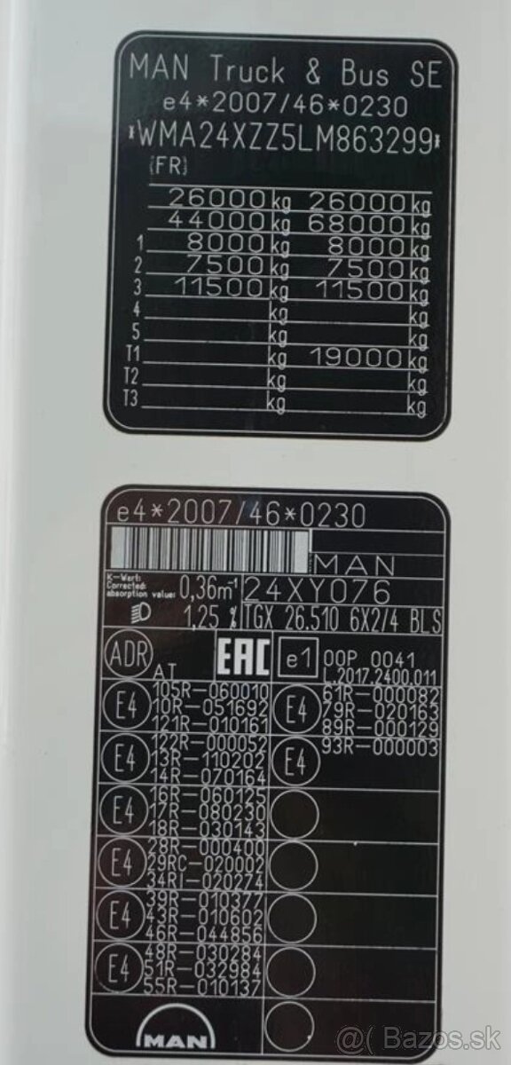 9581 - MAN TGX 26.510 - 6x2 - Tahač 68 t – EURO 6 - 15