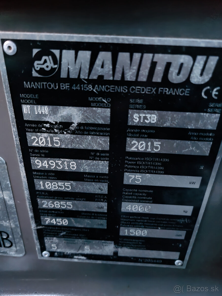 Teleskopický nakladač Manitou MT1440 - 15