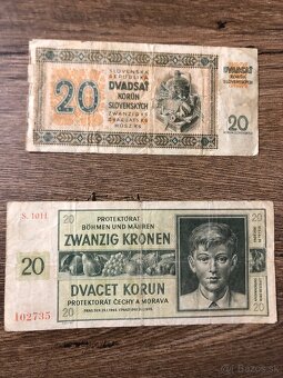 Bankovky PROTEKTORÁT a ČSR 1 - 15