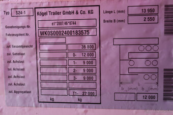 Kögel SN 24 STANDARD,ZDVIHACIA NAPRAVA,SAF,PALETOVY KOS - 15