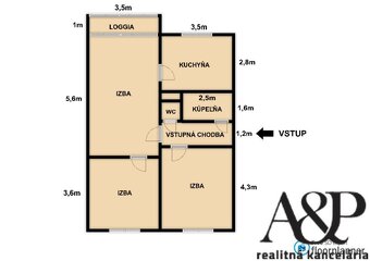 3 IZB. BYT S LOGGIOU, 68M2, KOŠARISKÁ, okr. MYJAVA - 15