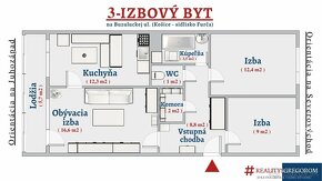 Upravený  3-izbový „pražský“ byt so 6-m lodžiou na Furči - 15