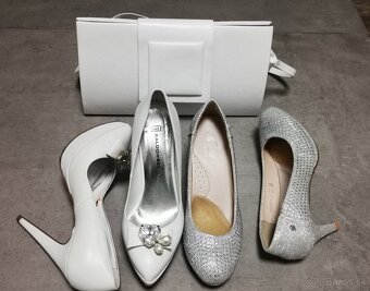 Biele a strieborné lodičky + kabelka - 15