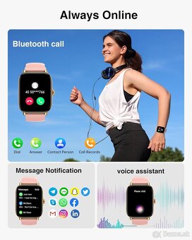 Chytré hodinky P72 – 1,85" - volanie, IP68, ružové - 15