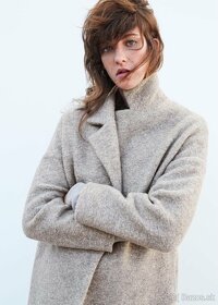 Mango Oversized béžový dámsky kabát strih coccoon XS 34 - 15