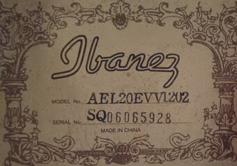Elektroakustická gitara-jumbo Ibanez AEL 20EVV1202-top stav - 15