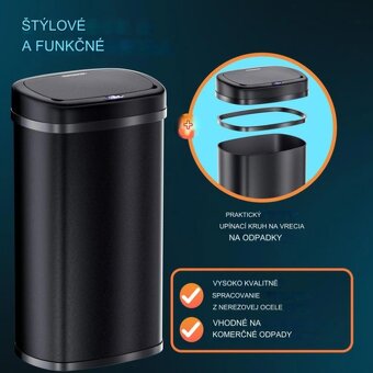 Bezdotykový odpadkový kôš s USB 58 L - biely čierny sivý - 15
