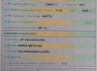 7-miestny, Predáme Volkswagen Touran, 1,9 TDI - 15