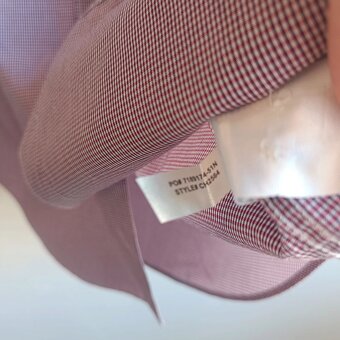 Lacoste fialová košeľa s dlhým rukávom kockovaná M/L - 15