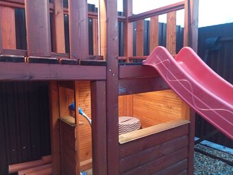 Detské ihrisko hojdačka šmýkačka detské preliezky a domčeky - 15