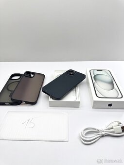 iPhone 15 BLACK 128GB TOP STAV ORIGINÁL+PRÍSLUŠENSTVO - 15