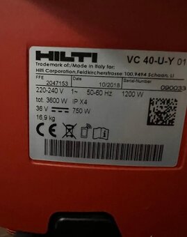 HILTI VC 40 U-Y s příslušenstvím vše uplně nový - 15