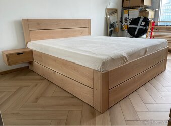 Dubová posteľ - úložný priestor, výklopné rošty - 15