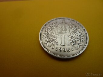 R-U vzácna strieborná 1 koruna 1905 bz vo veľmi peknom stave - 15
