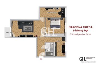 REZERVOVANÉ - NÁRODNÁ TRIEDA – Priestranný 3-izbový byt - Te - 15