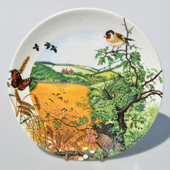 nádherné veľké porcelánové taniere s prírodnou panorámou - 15