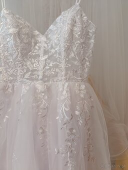 Krasne nové nenosené svadobné biele šaty na ramienka, 36 - 15