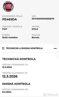 FIAT STILO combi 1.4 70 kw, 6st., STK EK 3/2026, 184tis. km - 15