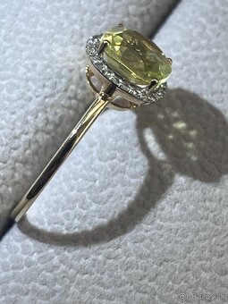Zlatý Prsteň diamanty a Peridot - 15