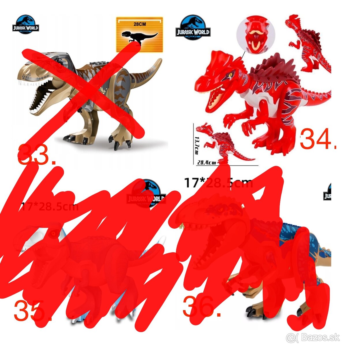 Rôzne dinosaury (8ks) typ lego - nové, nehrané - 16