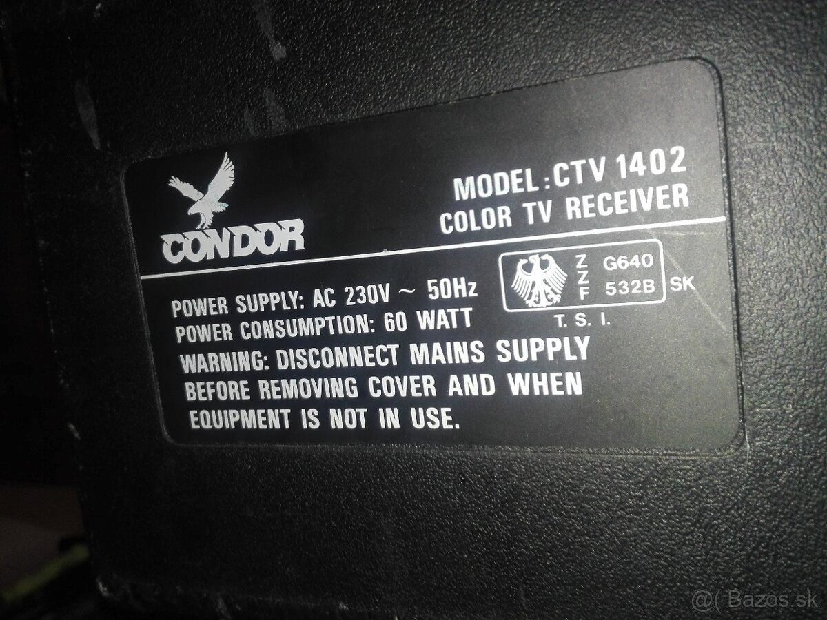 VHS videoprehrávač AIWA+TV farebné, 14“. - 16